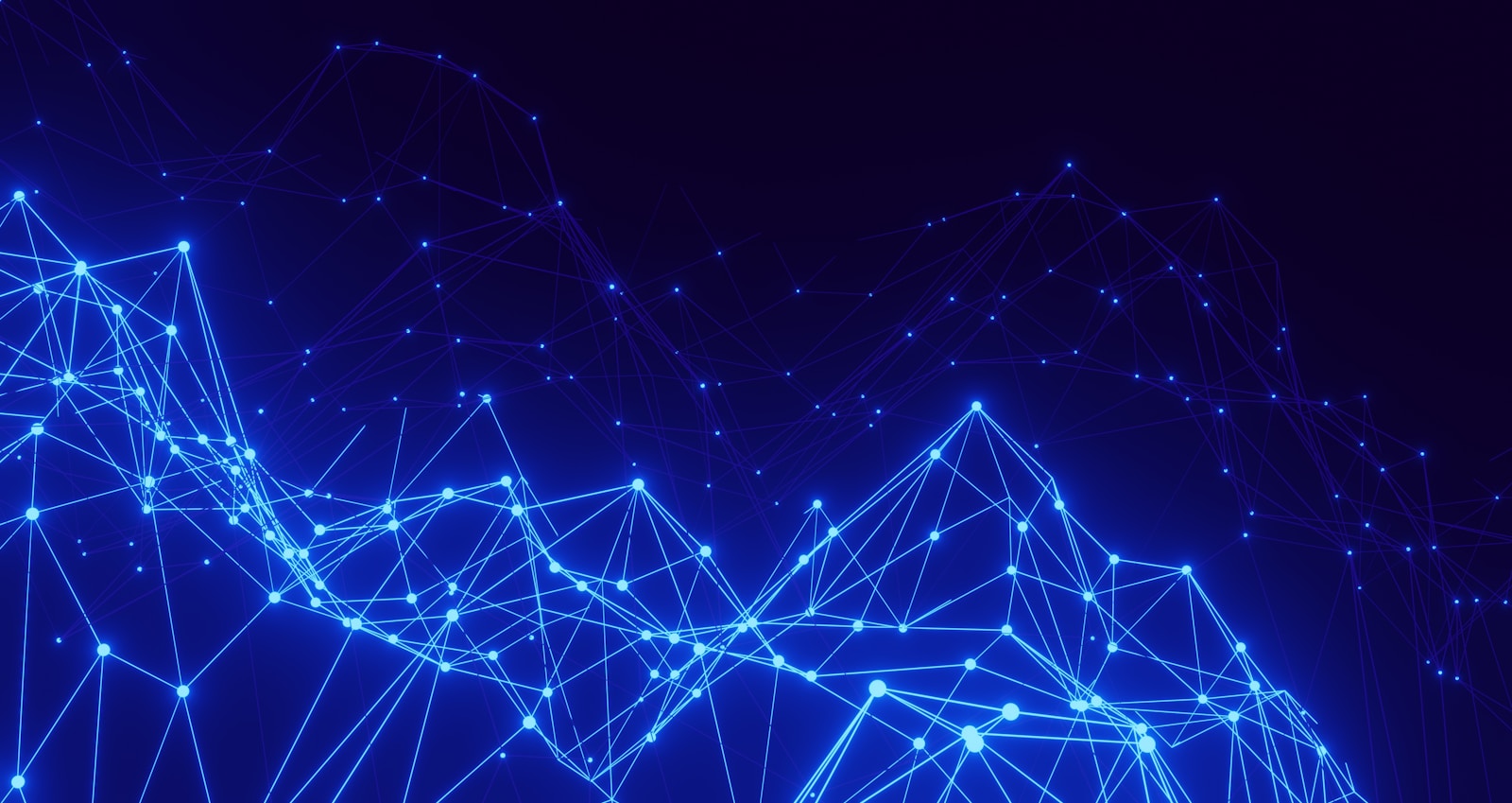 Linhas conectadas sobre fundo azul, representando a malha de conexões do VPC Peering em larga escala