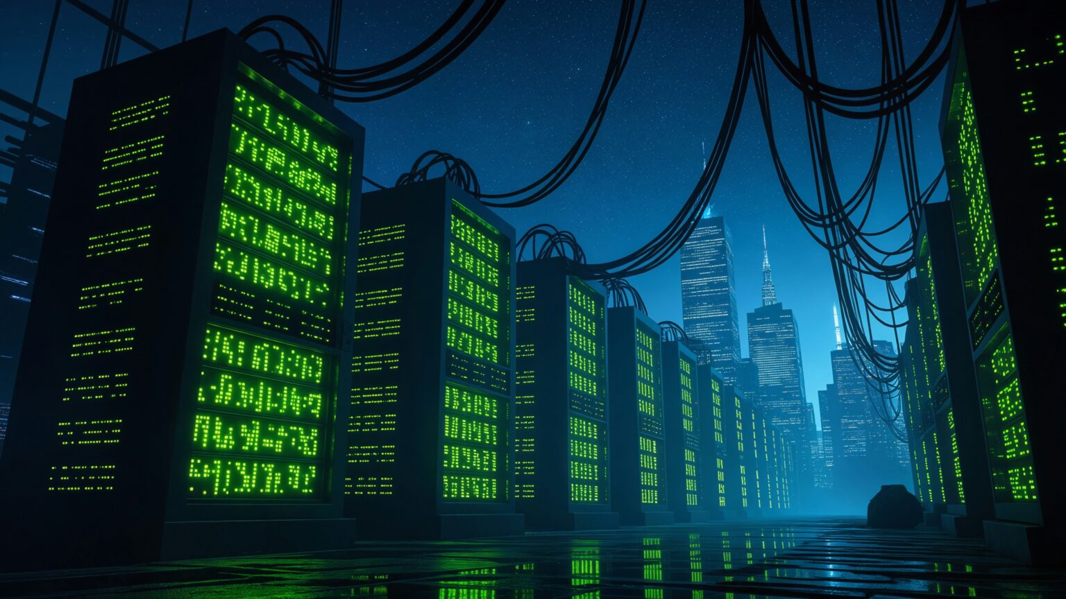 Painel de servidores representando a camada de segurança perimetral AWS WAF, Shield e GuardDuty